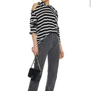 RTA striped cold shoulder  hoodie